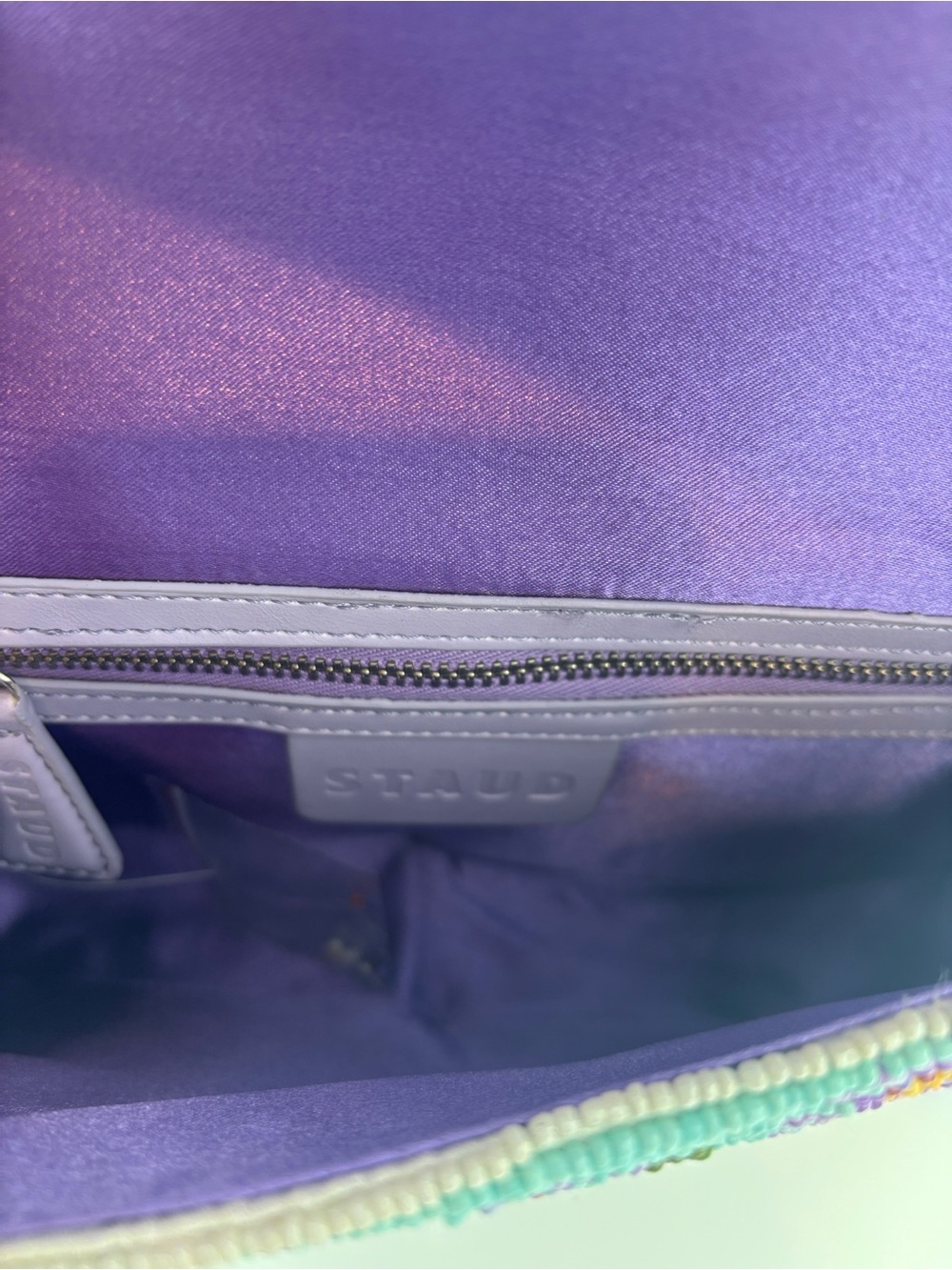 STAUD Tommy Beaded California Aster Shoulder Bag - Lavender, Blue, Pink & Green - Picture 10 of 14